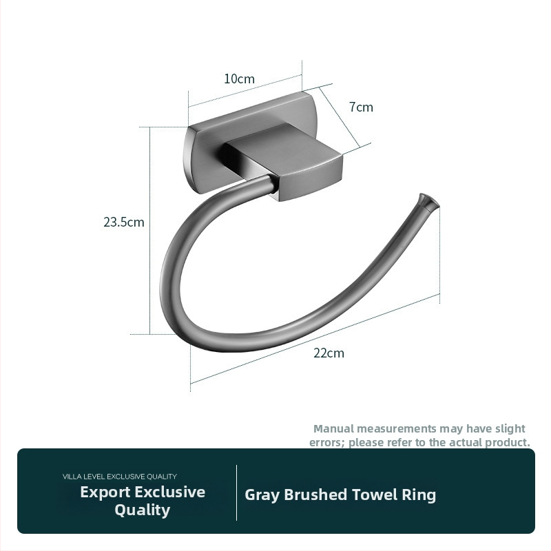 Držač za ručnike u kupaonici od čistog bakra, Gun-ash završna obrada, stil lagan luksuz, 6-djelna set