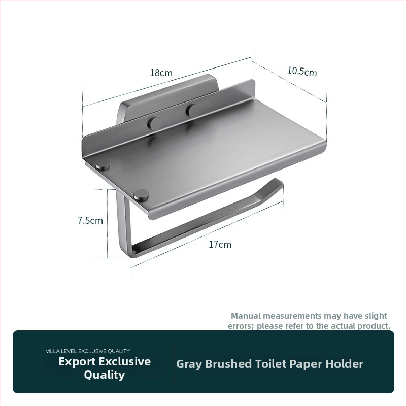 Držač za ručnike u kupaonici od čistog bakra, Gun-ash završna obrada, stil lagan luksuz, 6-djelna set