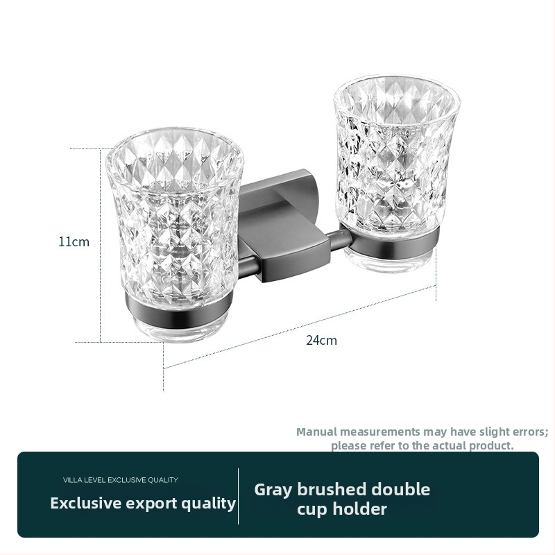 Držač za ručnike u kupaonici od čistog bakra, Gun-ash završna obrada, stil lagan luksuz, 6-djelna set