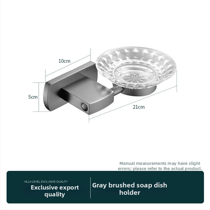 Držač za ručnike u kupaonici od čistog bakra, Gun-ash završna obrada, stil lagan luksuz, 6-djelna set