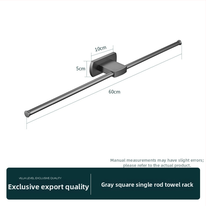 Držač za ručnike u kupaonici od čistog bakra, Gun-ash završna obrada, stil lagan luksuz, 6-djelna set
