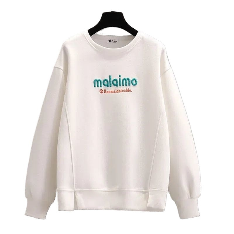 Női két darabos sportos casual szett hímzéssel, hosszú ujjú top hercegnő-stílusú ujjaival és jogger nadrággal; ősz 2025; anyag: Sweatshirt cloth; PVC összetétel.