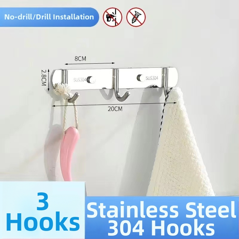 Vešiak na oblečenie zo 304 nerezovej ocele, na stenu, leštený povrch, hmotnosť 0,5 kg, moderný minimalistický štýl