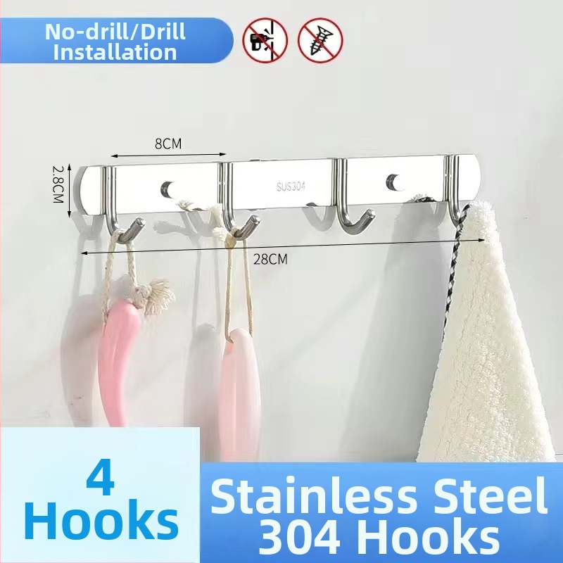 Vešiak na oblečenie zo 304 nerezovej ocele, na stenu, leštený povrch, hmotnosť 0,5 kg, moderný minimalistický štýl