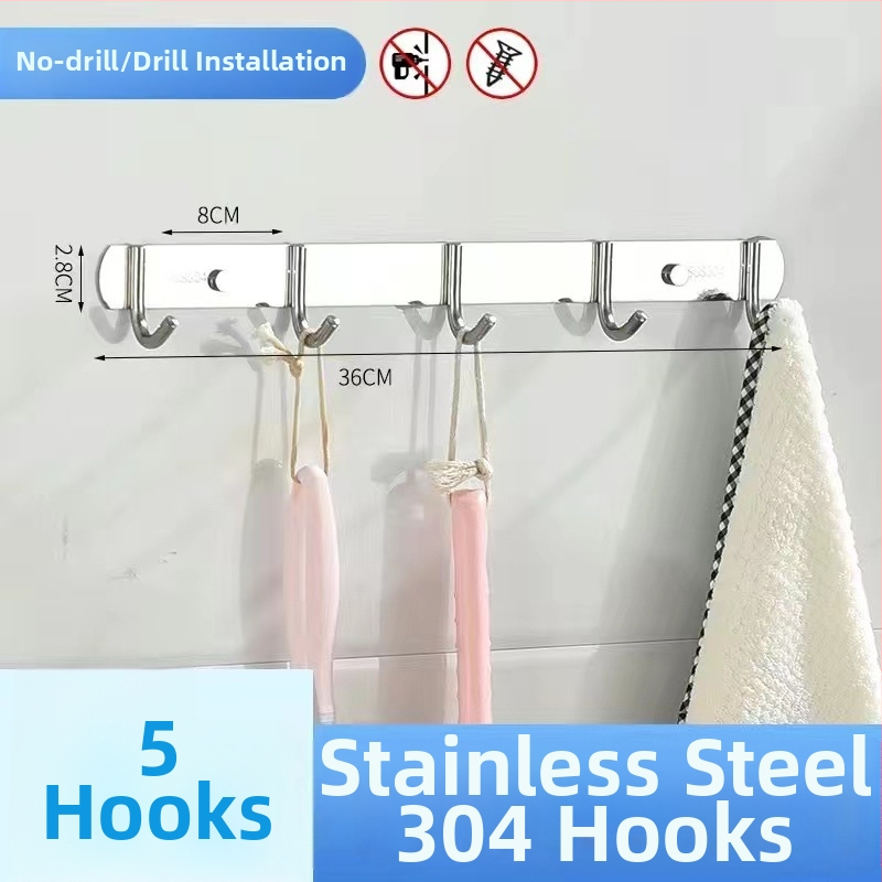 Vešiak na oblečenie zo 304 nerezovej ocele, na stenu, leštený povrch, hmotnosť 0,5 kg, moderný minimalistický štýl