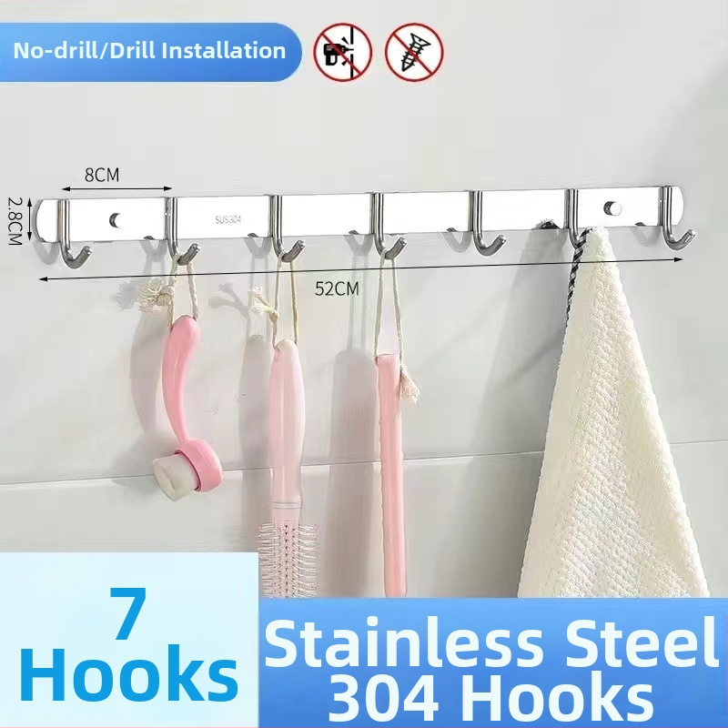 Vešiak na oblečenie zo 304 nerezovej ocele, na stenu, leštený povrch, hmotnosť 0,5 kg, moderný minimalistický štýl