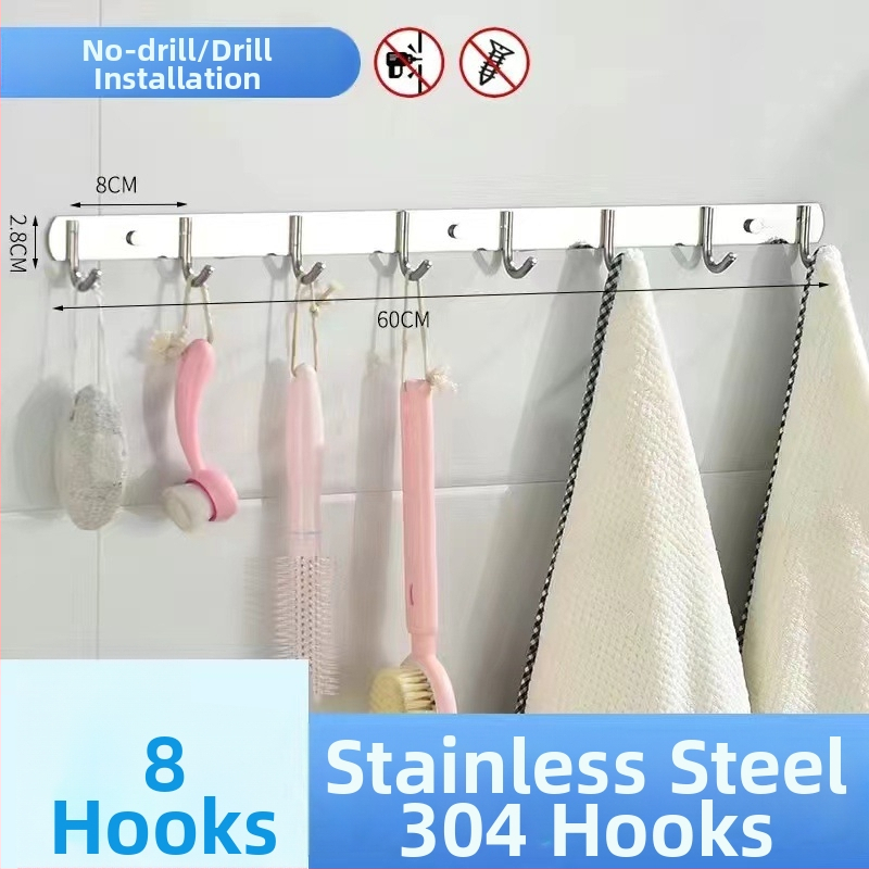Vešiak na oblečenie zo 304 nerezovej ocele, na stenu, leštený povrch, hmotnosť 0,5 kg, moderný minimalistický štýl