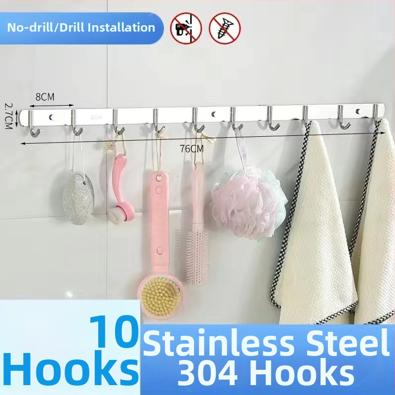 Vešiak na oblečenie zo 304 nerezovej ocele, na stenu, leštený povrch, hmotnosť 0,5 kg, moderný minimalistický štýl