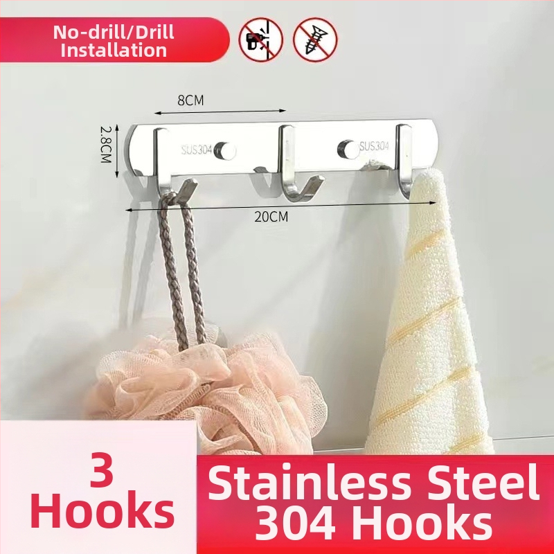 Vešiak na oblečenie zo 304 nerezovej ocele, na stenu, leštený povrch, hmotnosť 0,5 kg, moderný minimalistický štýl