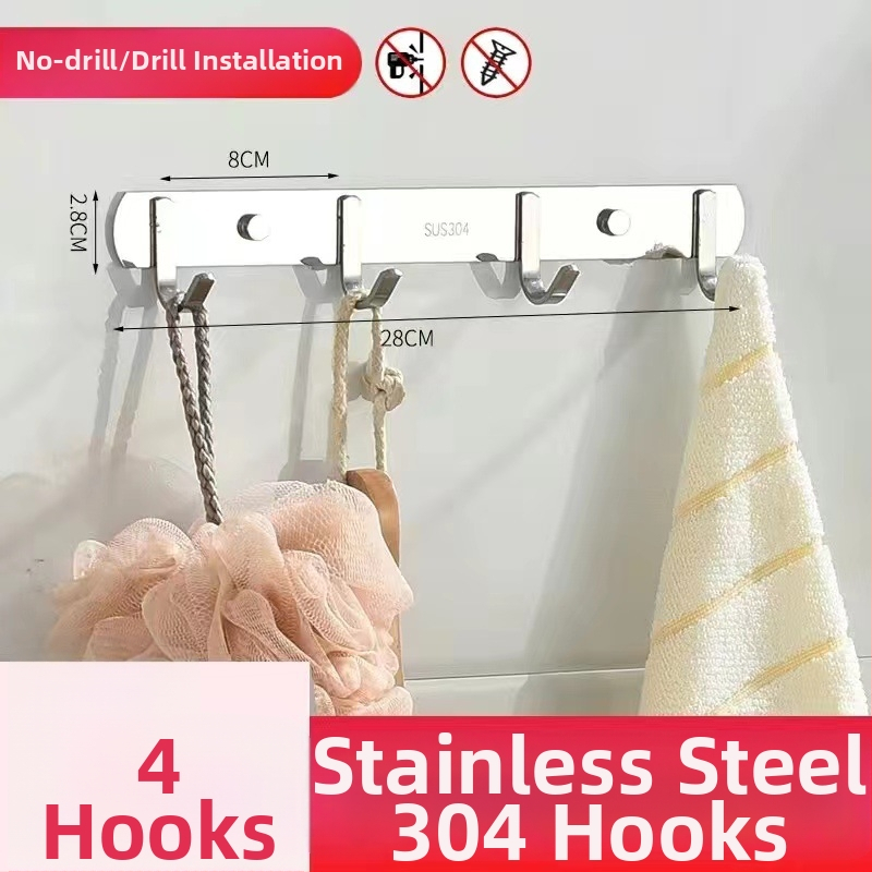 Vešiak na oblečenie zo 304 nerezovej ocele, na stenu, leštený povrch, hmotnosť 0,5 kg, moderný minimalistický štýl