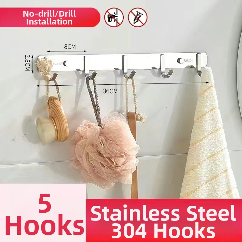 Vešiak na oblečenie zo 304 nerezovej ocele, na stenu, leštený povrch, hmotnosť 0,5 kg, moderný minimalistický štýl