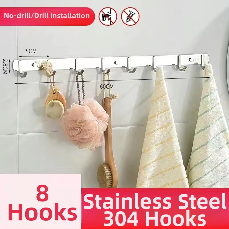 Vešiak na oblečenie zo 304 nerezovej ocele, na stenu, leštený povrch, hmotnosť 0,5 kg, moderný minimalistický štýl