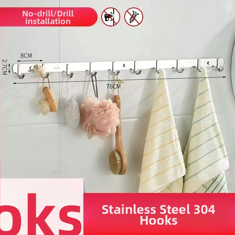 Vešiak na oblečenie zo 304 nerezovej ocele, na stenu, leštený povrch, hmotnosť 0,5 kg, moderný minimalistický štýl