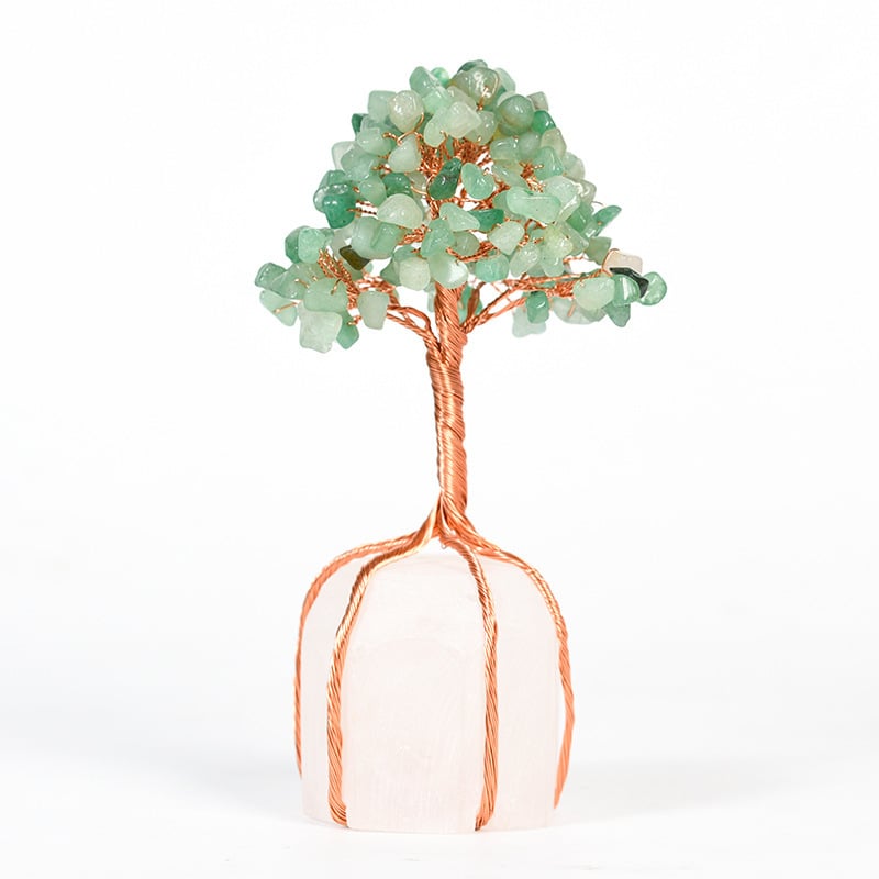 Δέντρο από ροζ χαλαζία με περιτυλιγμένο σύρμα – κρυστάλλινο διακοσμητικό για γραφείο και σπίτι