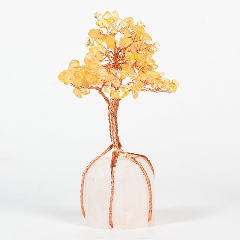 Δέντρο από ροζ χαλαζία με περιτυλιγμένο σύρμα – κρυστάλλινο διακοσμητικό για γραφείο και σπίτι