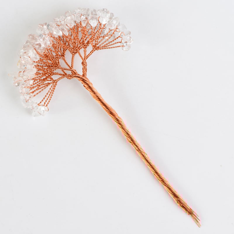 Δέντρο από ροζ χαλαζία με περιτυλιγμένο σύρμα – κρυστάλλινο διακοσμητικό για γραφείο και σπίτι