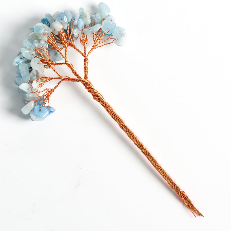 Δέντρο από ροζ χαλαζία με περιτυλιγμένο σύρμα – κρυστάλλινο διακοσμητικό για γραφείο και σπίτι