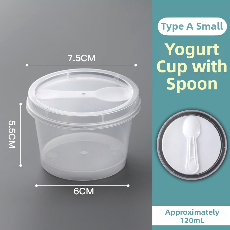 Jednorazový pohár na jogurt s viečkom — PP materiál, značka Strange book, tlač loga dostupná, možnosť prispôsobenia, nebiodegradovateľný