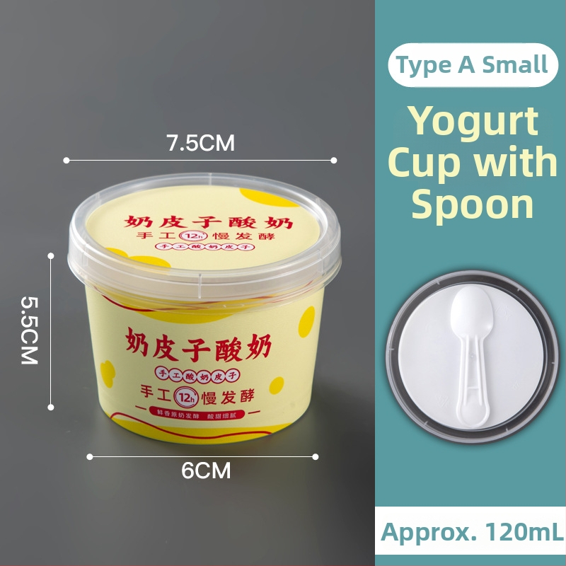 Jednorazový pohár na jogurt s viečkom — PP materiál, značka Strange book, tlač loga dostupná, možnosť prispôsobenia, nebiodegradovateľný