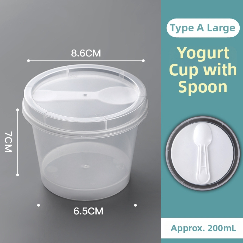 Jednorazový pohár na jogurt s viečkom — PP materiál, značka Strange book, tlač loga dostupná, možnosť prispôsobenia, nebiodegradovateľný