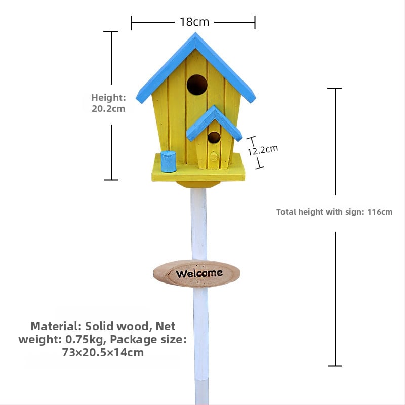 Дървена градинска декорация – гнездо за птици за двор и балкон, код на изделието Jb2krpez, подарък за бизнес, IP лиценз: Няма
