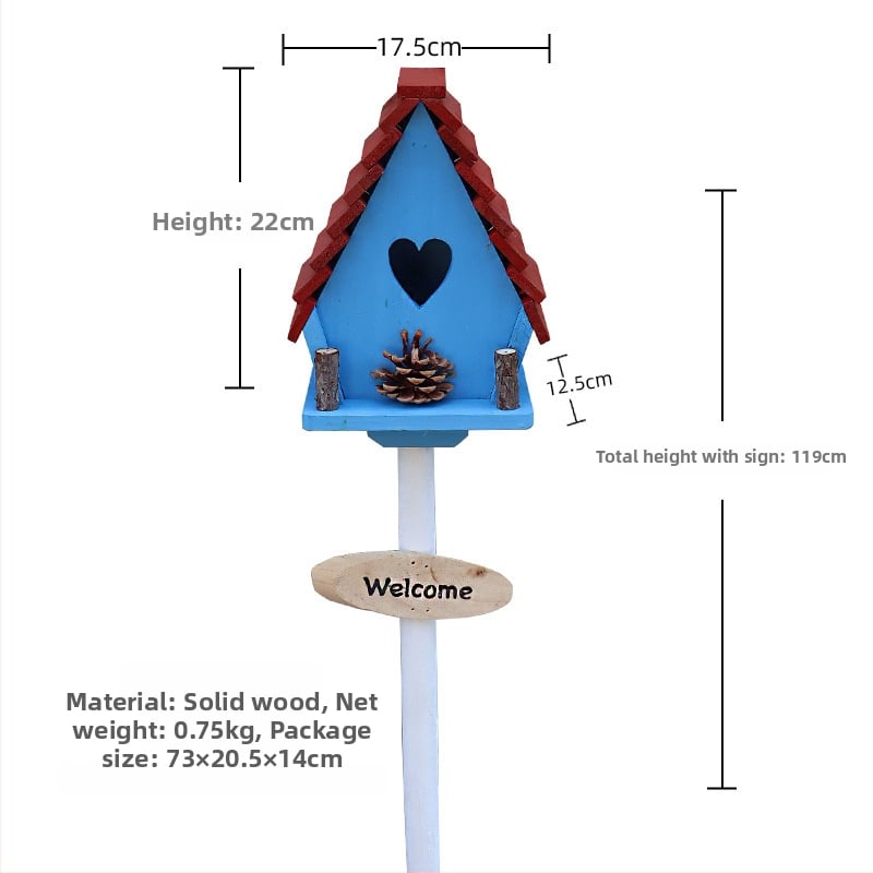 Дървена градинска декорация – гнездо за птици за двор и балкон, код на изделието Jb2krpez, подарък за бизнес, IP лиценз: Няма