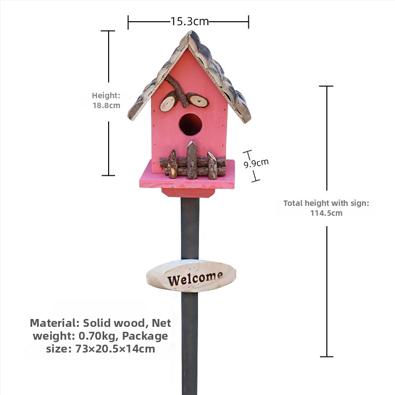 Дървена градинска декорация – гнездо за птици за двор и балкон, код на изделието Jb2krpez, подарък за бизнес, IP лиценз: Няма