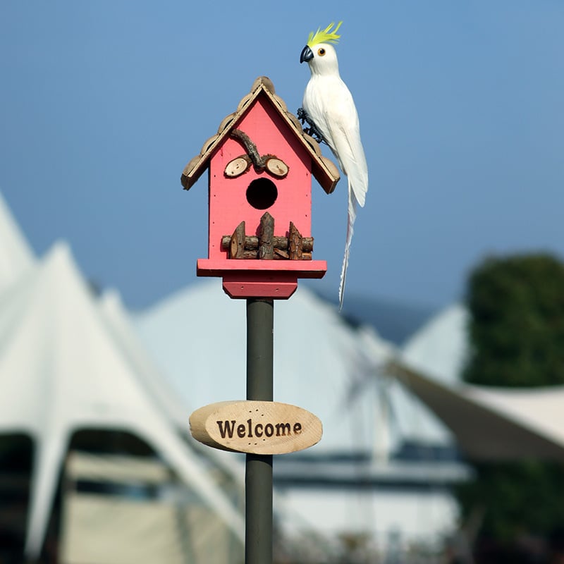 Дървена градинска декорация – гнездо за птици за двор и балкон, код на изделието Jb2krpez, подарък за бизнес, IP лиценз: Няма