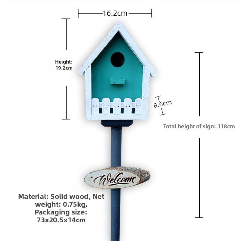 Дървена градинска декорация – гнездо за птици за двор и балкон, код на изделието Jb2krpez, подарък за бизнес, IP лиценз: Няма
