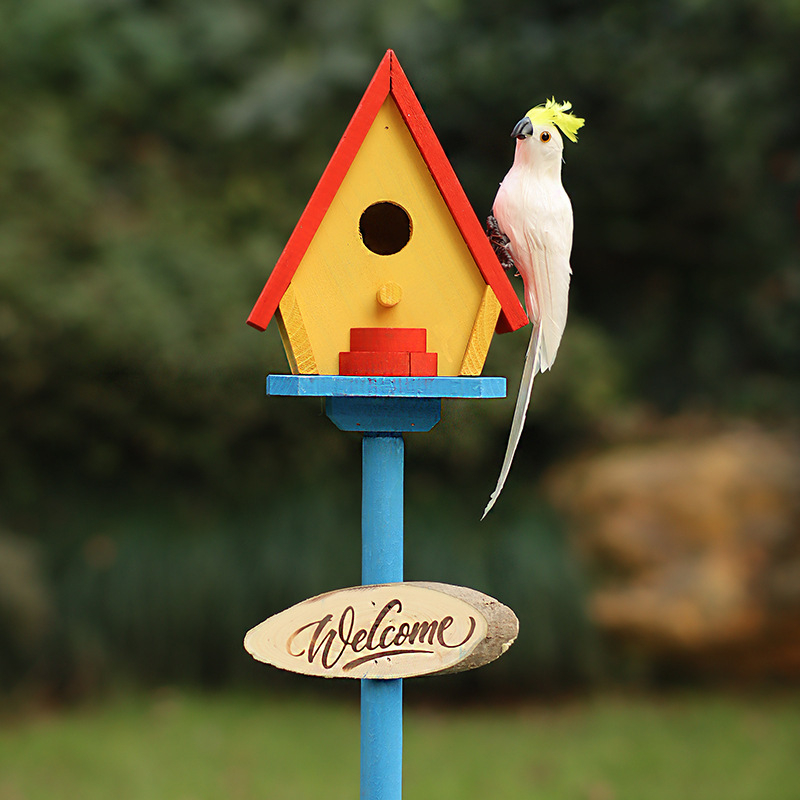 Дървена градинска декорация – гнездо за птици за двор и балкон, код на изделието Jb2krpez, подарък за бизнес, IP лиценз: Няма