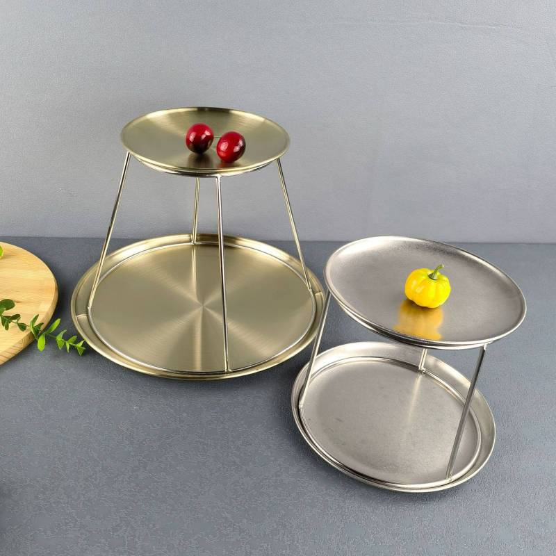 Azelay Lai suport de afișare din oțel inoxidabil, două niveluri, pentru sashimi și stridii, neimportat, stil modern minimalist