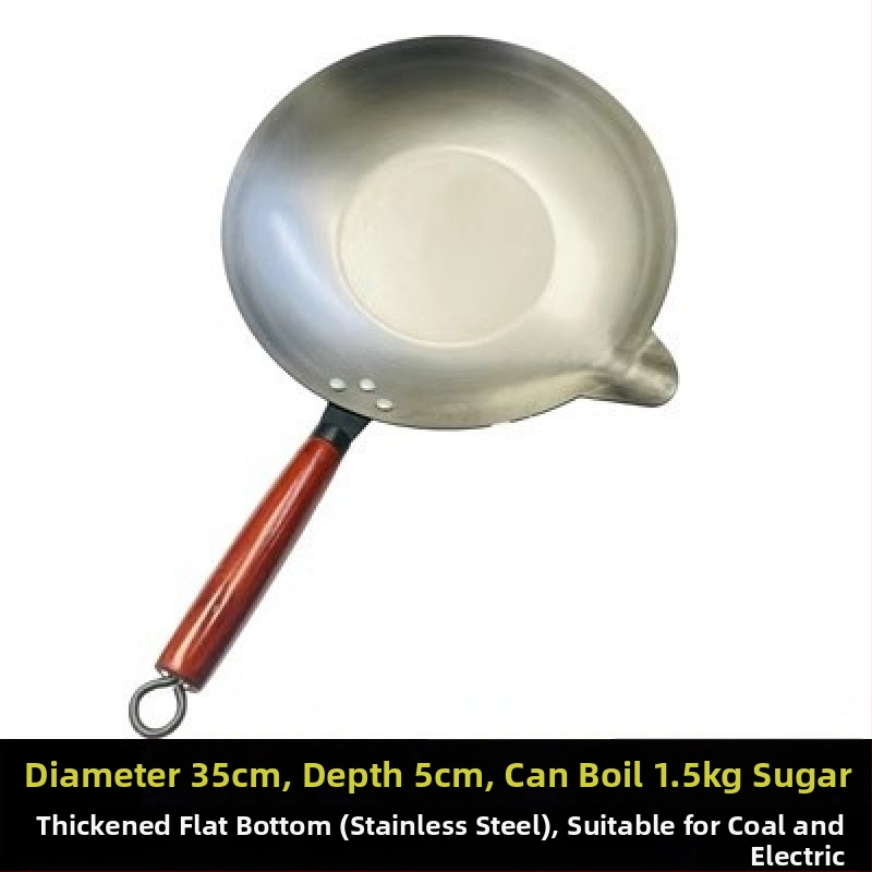 Wok z nehrdzavejúcej ocele, nepriľnavý povrch, model 35-40, jednovrstvé dno, univerzálny sporák