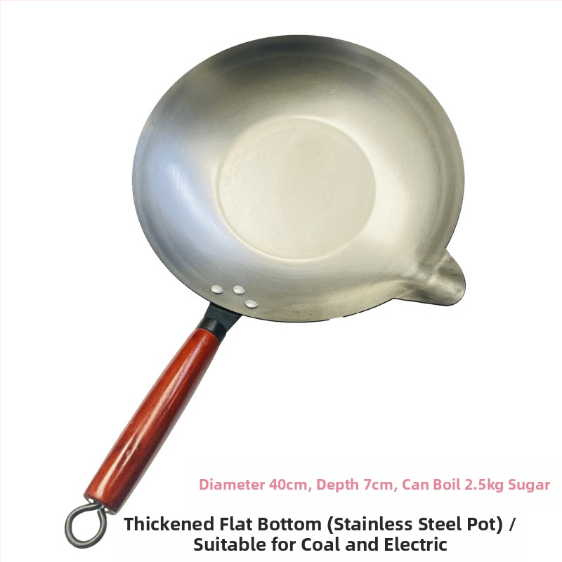 Wok z nehrdzavejúcej ocele, nepriľnavý povrch, model 35-40, jednovrstvé dno, univerzálny sporák