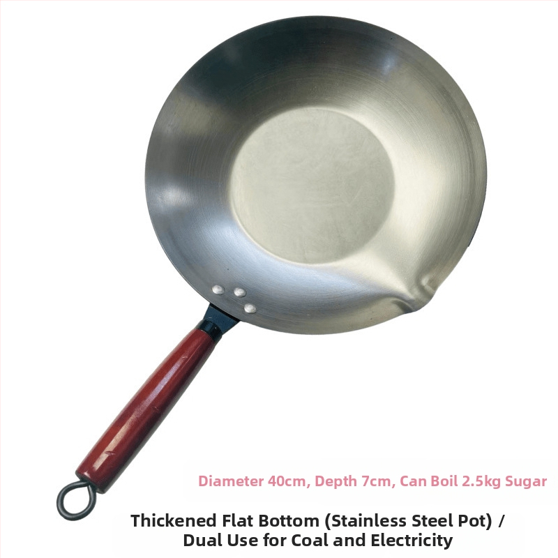 Wok z nehrdzavejúcej ocele, nepriľnavý povrch, model 35-40, jednovrstvé dno, univerzálny sporák