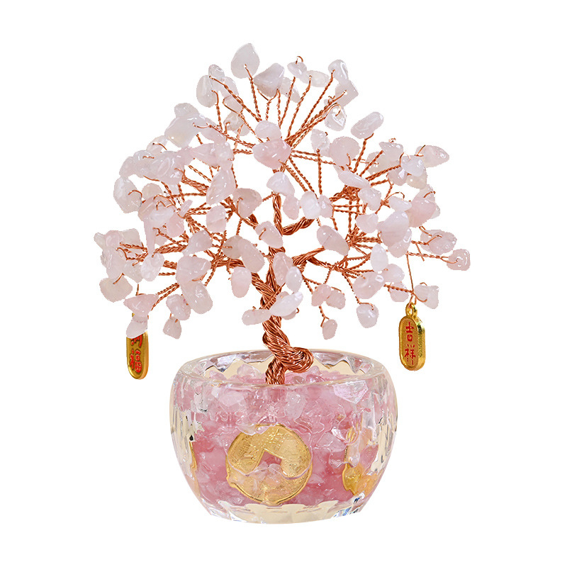 Kristály Pénzfa Dísz - Nyers kő, Új kínai stílus, Asztali dísz