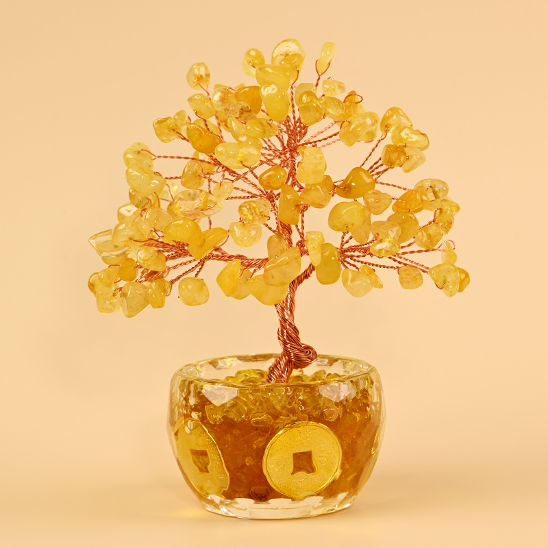 Kristály Pénzfa Dísz - Nyers kő, Új kínai stílus, Asztali dísz