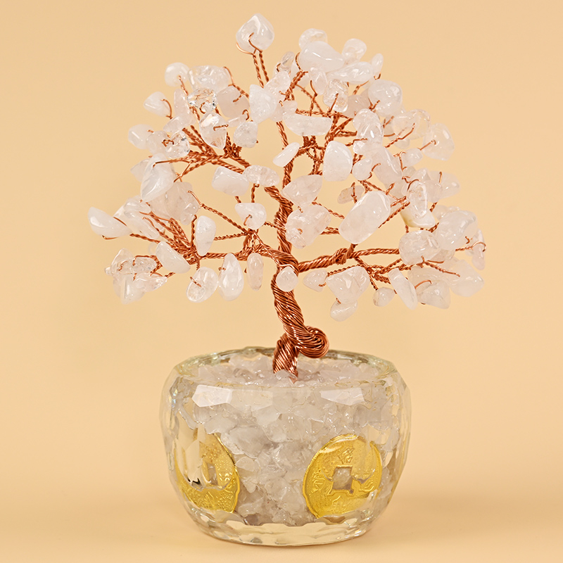 Kristály Pénzfa Dísz - Nyers kő, Új kínai stílus, Asztali dísz