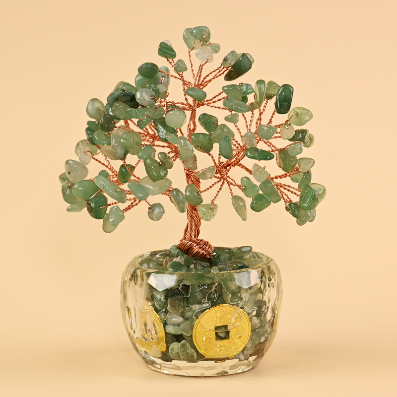 Kristály Pénzfa Dísz - Nyers kő, Új kínai stílus, Asztali dísz