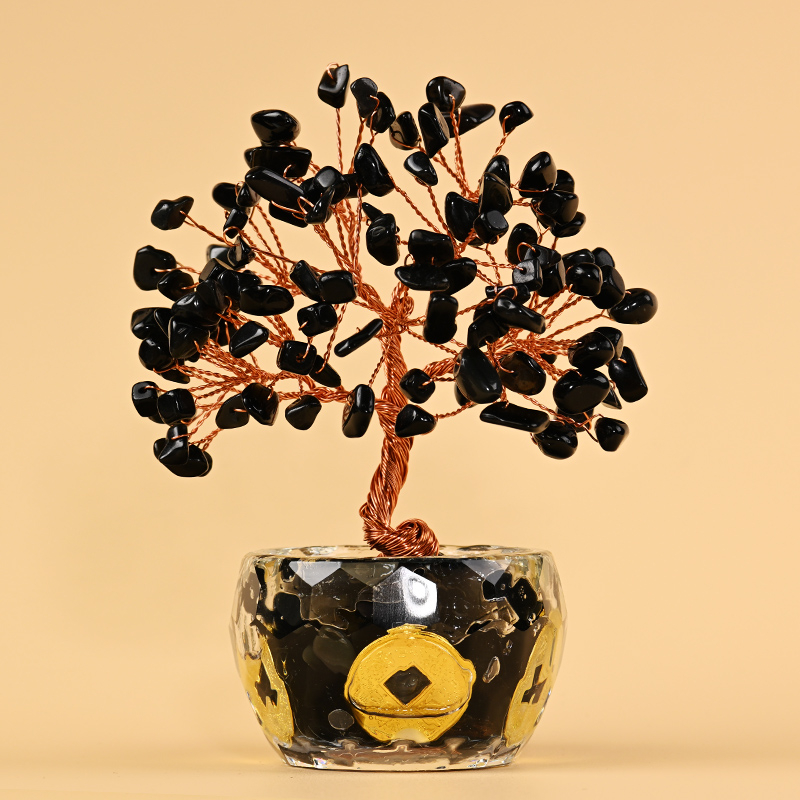 Kristály Pénzfa Dísz - Nyers kő, Új kínai stílus, Asztali dísz