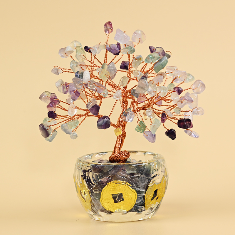 Kristály Pénzfa Dísz - Nyers kő, Új kínai stílus, Asztali dísz