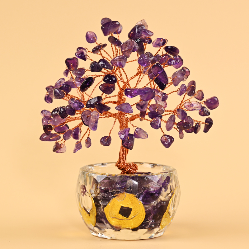 Kristály Pénzfa Dísz - Nyers kő, Új kínai stílus, Asztali dísz