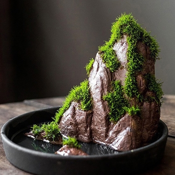 Декоративна водна композиция за бюро с бонсай — дзен микро пейзаж от копринени цветя