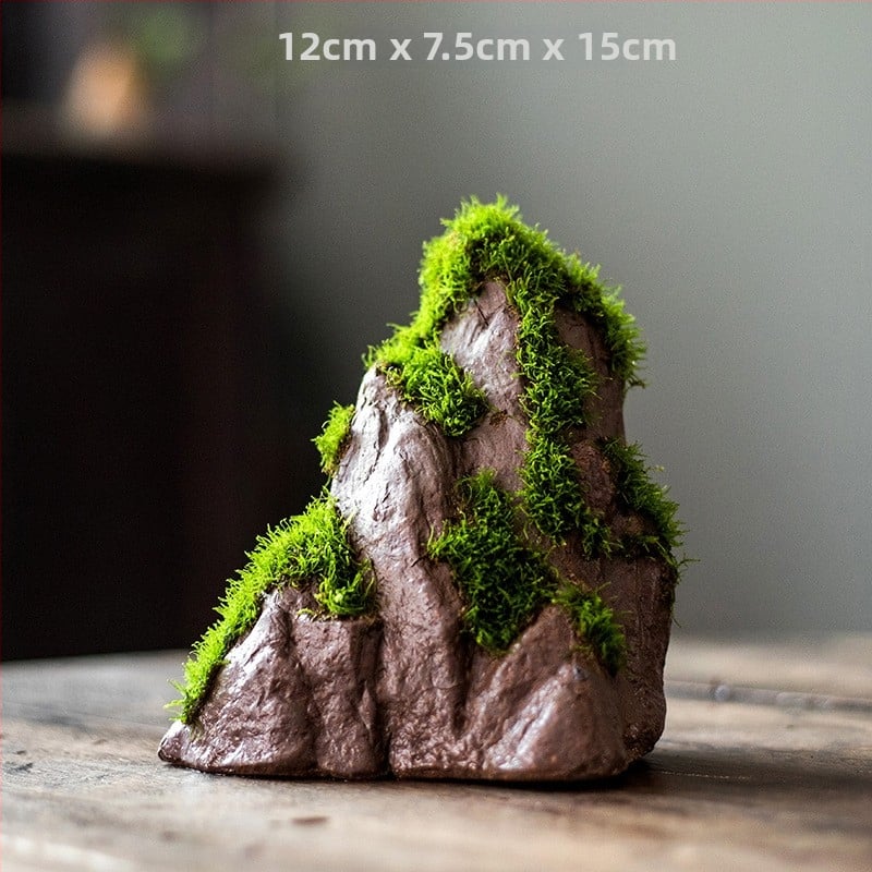 Декоративна водна композиция за бюро с бонсай — дзен микро пейзаж от копринени цветя