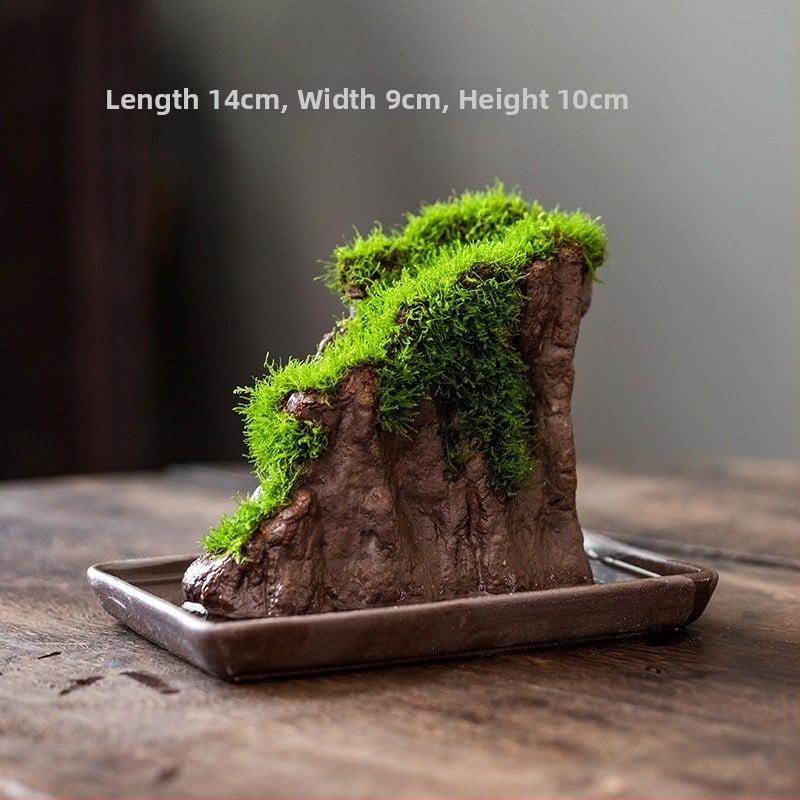 Декоративна водна композиция за бюро с бонсай — дзен микро пейзаж от копринени цветя