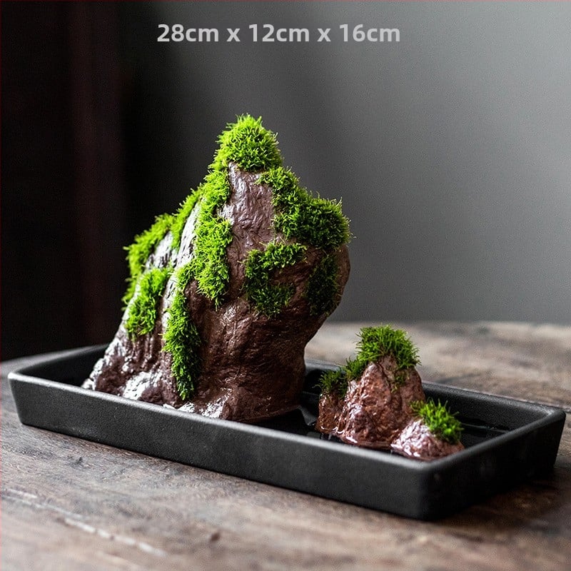 Декоративна водна композиция за бюро с бонсай — дзен микро пейзаж от копринени цветя