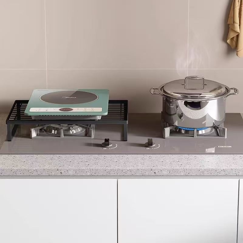 Кухненски рафт за котлон, стенен монтаж, въглеродна стомана, прост и модерен стил, без монтаж