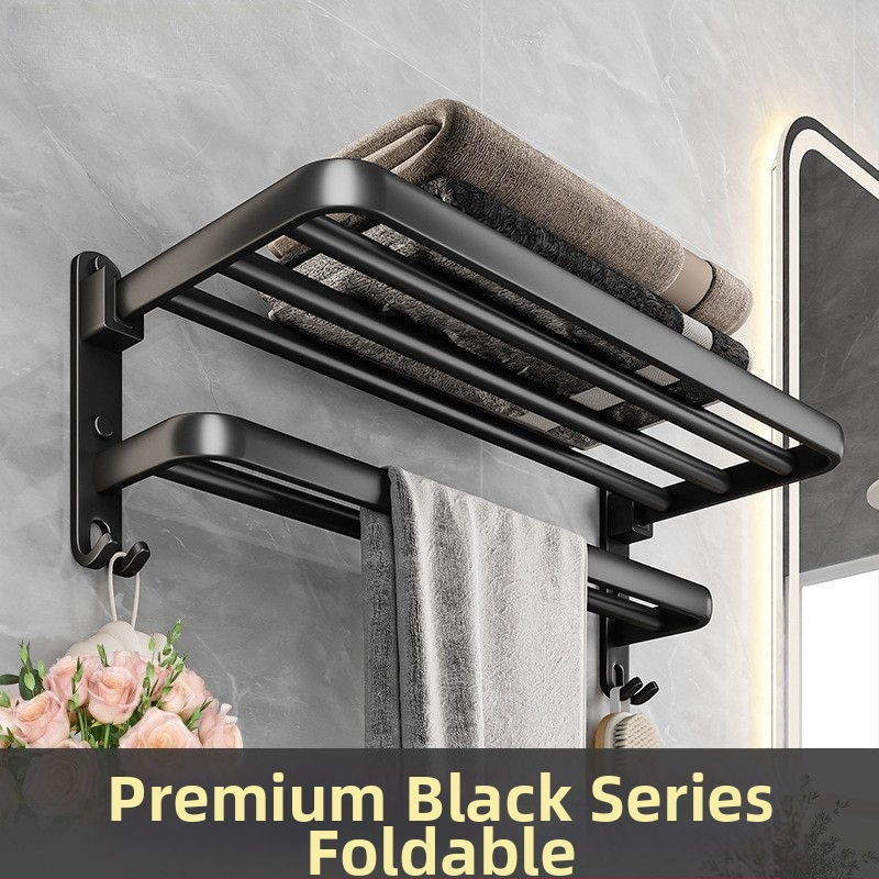 Dvostruki držač za ručnike u kupaonici od kosmičkog aluminija, bez bušenja, zidni nosač, nosivost 50 kg