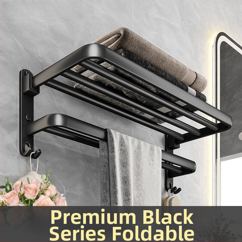 Dvostruki držač za ručnike u kupaonici od kosmičkog aluminija, bez bušenja, zidni nosač, nosivost 50 kg