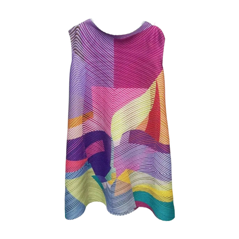 Pleat World Geometriai mintás két részes szoknyás kosztüm, midi hosszú szoknya, poliészter anyag, 95% feletti poliészter-tartalom, elegáns irodai stílus