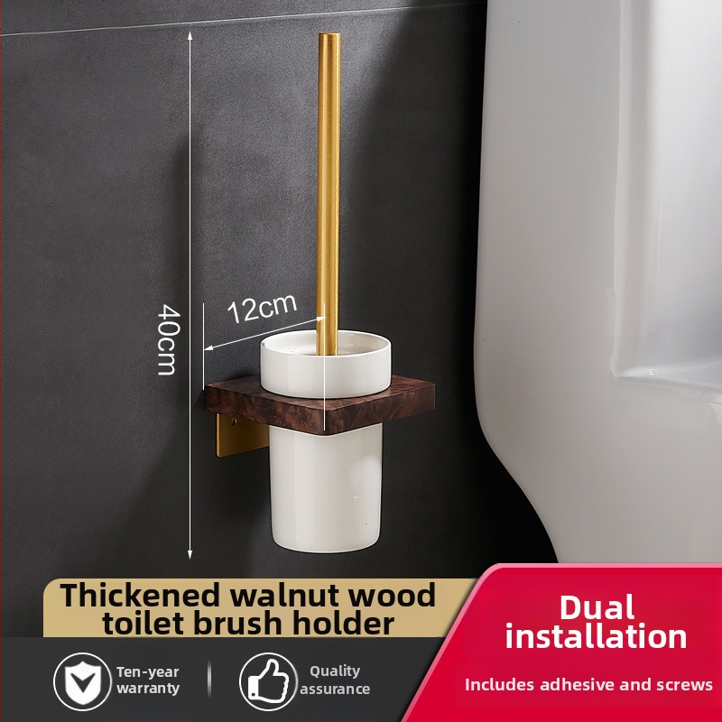 Držač za ručnike u kupaonici od drva oraha, s brušenim završetkom, bez bušenja, kutni stalak, šestodijelni set